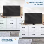 Meuble TV avec support pour téléviseurs de 32 à 85 pouces, console média moderne en bois avec rangement 9 tiroirs, meuble de salon.