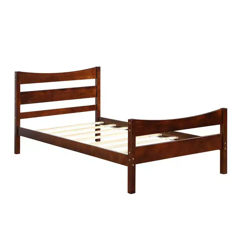 Costway Twin Size Platform Bed Frame Foundation w/Headboard &Wood Slat Support Walnut