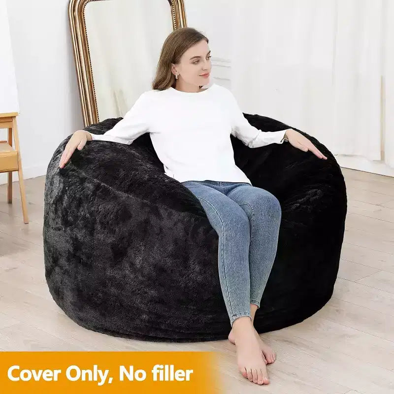 Housse de canapé paresseux 100 % polyester polaire PV 300 g/m² Noir 150x65 cm Décoration intérieure