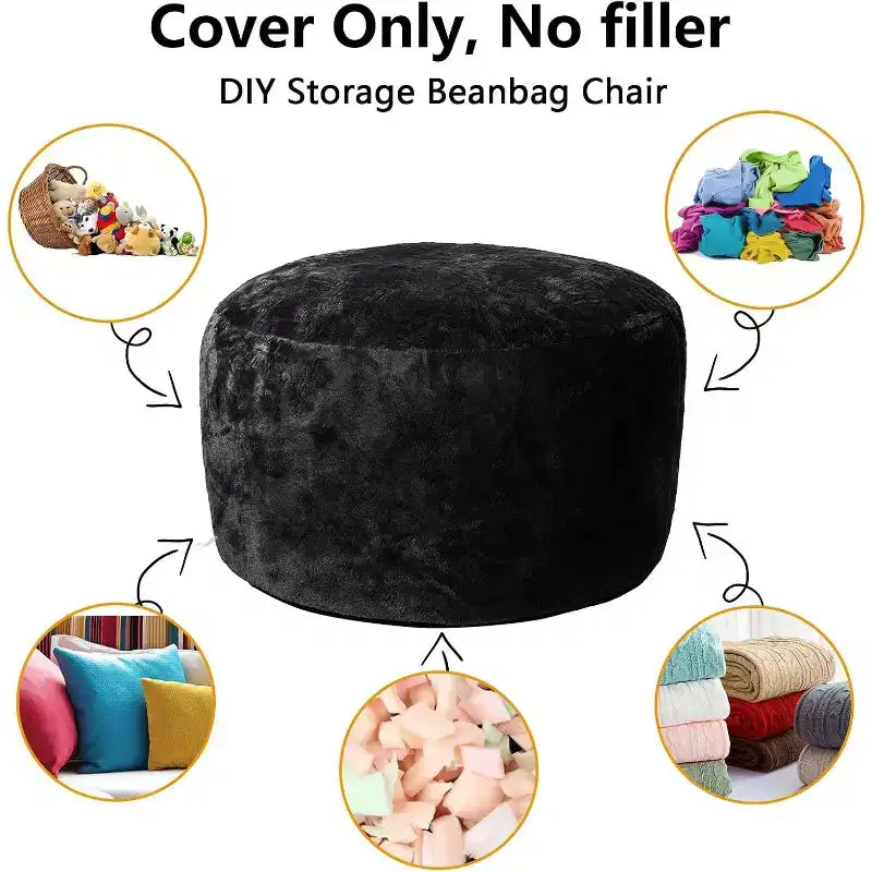 Housse de canapé paresseux 100 % polyester polaire PV 300 g/m² Noir 150x65 cm Décoration intérieure