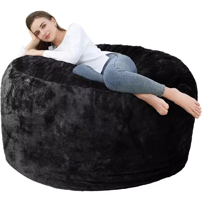 Housse de canapé paresseux 100 % polyester polaire PV 300 g/m² Noir 150x65 cm Décoration intérieure