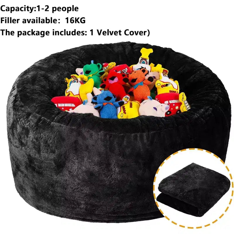 Housse de canapé paresseux 100 % polyester polaire PV 300 g/m² Noir 150x65 cm Décoration intérieure