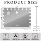 Miroir de courtoisie en aluminium avec télécommande, lumières LED, port de charge et support de téléphone