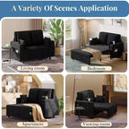 Canapé lit convertible 3-en-1, Canapé 2 places convertible 56 pouces avec porte-gobelets et chargement USB, Canapé lit convertible pleine grandeur