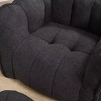 Pouf-fauteuil en chenille avec pouf ottoman, fauteuil de relaxation à accoudoirs carrés et repose-pieds pour salon