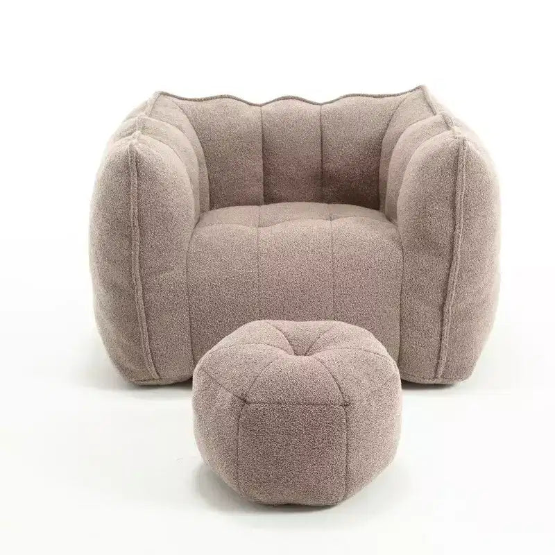 Pouf-fauteuil en chenille avec pouf ottoman, fauteuil de relaxation à accoudoirs carrés et repose-pieds pour salon