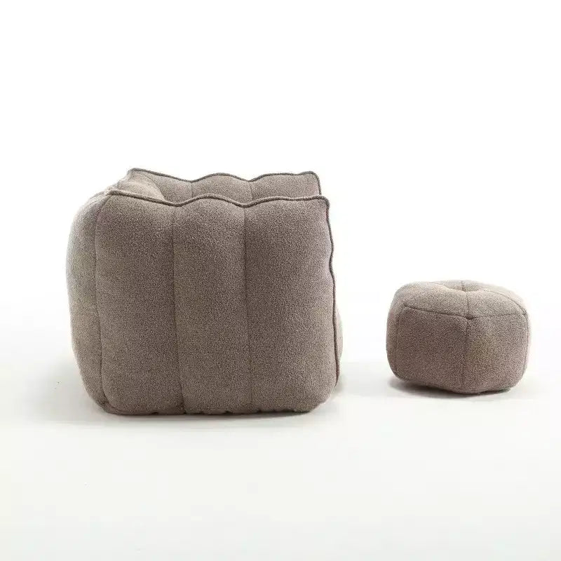 Pouf-fauteuil en chenille avec pouf ottoman, fauteuil de relaxation à accoudoirs carrés et repose-pieds pour salon