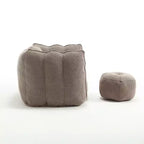 Pouf-fauteuil en chenille avec pouf ottoman, fauteuil de relaxation à accoudoirs carrés et repose-pieds pour salon
