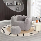 Pouf-fauteuil en chenille avec pouf ottoman, fauteuil de relaxation à accoudoirs carrés et repose-pieds pour salon