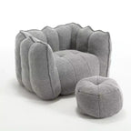 Pouf-fauteuil en chenille avec pouf ottoman, fauteuil de relaxation à accoudoirs carrés et repose-pieds pour salon