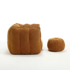 Pouf-fauteuil en chenille avec pouf ottoman, fauteuil de relaxation à accoudoirs carrés et repose-pieds pour salon
