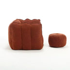 Pouf-fauteuil en chenille avec pouf ottoman, fauteuil de relaxation à accoudoirs carrés et repose-pieds pour salon