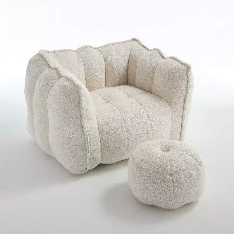 Pouf-fauteuil en chenille avec pouf ottoman, fauteuil de relaxation à accoudoirs carrés et repose-pieds pour salon