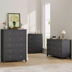 Commode avec poignées rondes, 3 tiroirs plats blancs, ferrures exquises, petite armoire de rangement à côté du lit dans la chambre.
