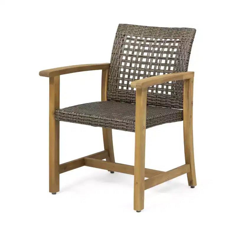 Lot de 2 chaises de salle à manger d'extérieur en acacia avec assise tressée, capacité de 181 kg