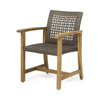 Lot de 2 chaises de salle à manger d'extérieur en acacia avec assise tressée, capacité de 181 kg