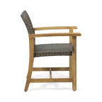 Lot de 2 chaises de salle à manger d'extérieur en acacia avec assise tressée, capacité de 181 kg