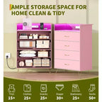 Commode 4 Tiroirs avec Station de Charge, Commode Moderne avec Contrôle par Application, Grand Meuble de Rangement pour Chambre et Salon