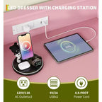 Commode 4 Tiroirs avec Station de Charge, Commode Moderne avec Contrôle par Application, Grand Meuble de Rangement pour Chambre et Salon