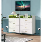 Commode 4 Tiroirs avec Station de Charge, Commode Moderne avec Contrôle par Application, Grand Meuble de Rangement pour Chambre et Salon