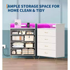 Commode 4 Tiroirs avec Station de Charge, Commode Moderne avec Contrôle par Application, Grand Meuble de Rangement pour Chambre et Salon