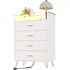 Commode 4 Tiroirs avec Station de Charge, Commode Moderne avec Contrôle par Application, Grand Meuble de Rangement pour Chambre et Salon