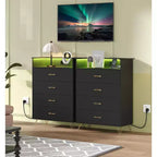 Commode 4 Tiroirs avec Station de Charge, Commode Moderne avec Contrôle par Application, Grand Meuble de Rangement pour Chambre et Salon
