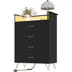 Commode 4 Tiroirs avec Station de Charge, Commode Moderne avec Contrôle par Application, Grand Meuble de Rangement pour Chambre et Salon