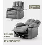 Fauteuils inclinables surdimensionnés avec chauffage et massage - Fauteuil inclinable pivotant à 360° pour adultes avec support pour salons, chambres et crèches