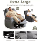 Fauteuils inclinables surdimensionnés avec chauffage et massage - Fauteuil inclinable pivotant à 360° pour adultes avec support pour salons, chambres et crèches