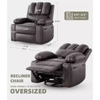 Fauteuils inclinables surdimensionnés avec chauffage et massage - Fauteuil inclinable pivotant à 360° pour adultes avec support pour salons, chambres et crèches