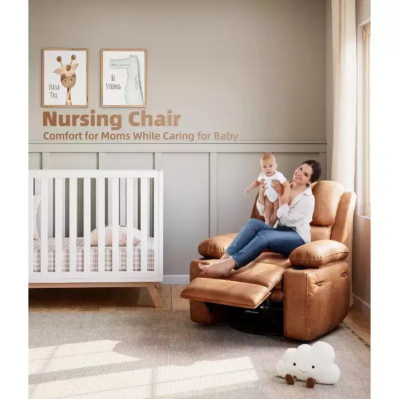 Fauteuils inclinables surdimensionnés avec chauffage et massage - Fauteuil inclinable pivotant à 360° pour adultes avec support pour salons, chambres et crèches