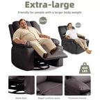 Fauteuils inclinables surdimensionnés avec chauffage et massage - Fauteuil inclinable pivotant à 360° pour adultes avec support pour salons, chambres et crèches