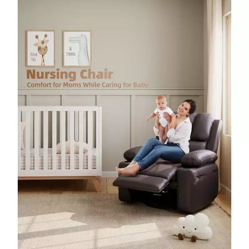 Fauteuils inclinables surdimensionnés avec chauffage et massage - Fauteuil inclinable pivotant à 360° pour adultes avec support pour salons, chambres et crèches