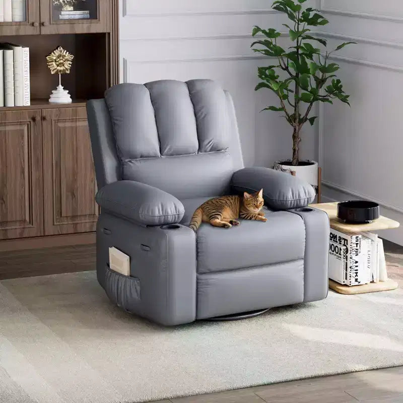 Fauteuils inclinables surdimensionnés avec chauffage et massage - Fauteuil inclinable pivotant à 360° pour adultes avec support pour salons, chambres et crèches
