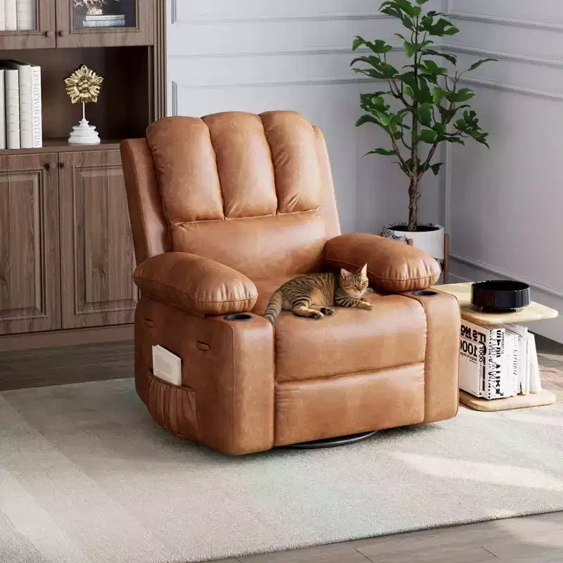 Fauteuils inclinables surdimensionnés avec chauffage et massage - Fauteuil inclinable pivotant à 360° pour adultes avec support pour salons, chambres et crèches