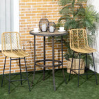 Lot de 2 tabourets de bar en rotin, tabourets de comptoir en osier avec pieds en acier et repose-pieds pour salle à manger, cuisine, pub (jaune)