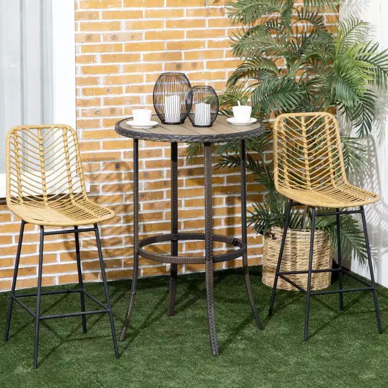 Lot de 2 tabourets de bar en rotin, tabourets de comptoir en osier avec pieds en acier et repose-pieds pour salle à manger, cuisine, pub (jaune)