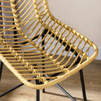 Lot de 2 tabourets de bar en rotin, tabourets de comptoir en osier avec pieds en acier et repose-pieds pour salle à manger, cuisine, pub (jaune)