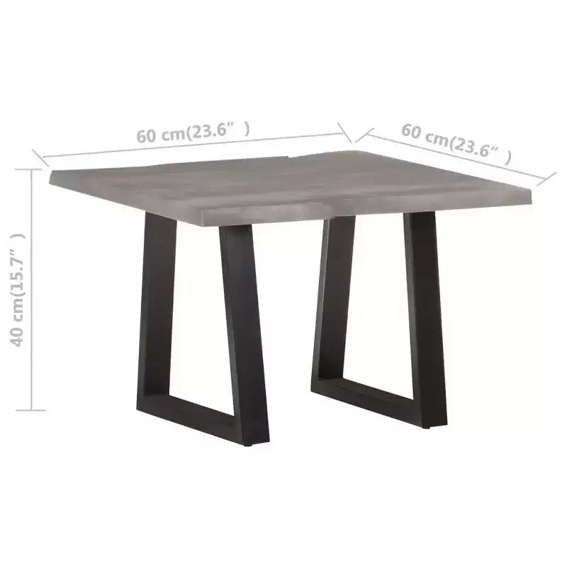 Table basse en bois d'acacia massif à bord irrégulier pour salon, finition naturelle