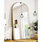 Miroir pleine longueur 58x21 pouces, miroir sur pied, miroir de corps entier autoportant avec support, style arche dorée