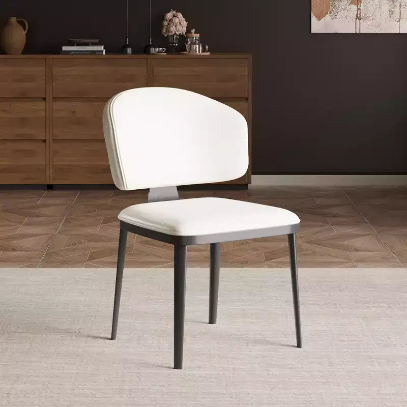 Lot de 2 chaises de salle à manger de ferme sans accoudoirs, dossier haut, revêtement en similicuir, blanc cassé, capacité de 250 kg