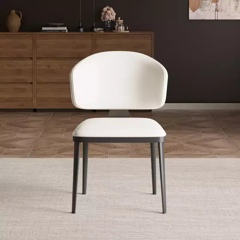Lot de 2 chaises de salle à manger de ferme sans accoudoirs, dossier haut, revêtement en similicuir, blanc cassé, capacité de 250 kg