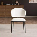 Lot de 2 chaises de salle à manger de ferme sans accoudoirs, dossier haut, revêtement en similicuir, blanc cassé, capacité de 250 kg