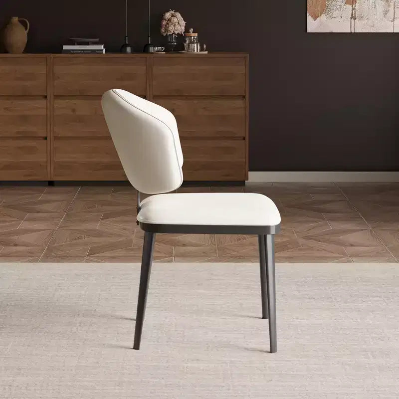 Lot de 2 chaises de salle à manger de ferme sans accoudoirs, dossier haut, revêtement en similicuir, blanc cassé, capacité de 250 kg