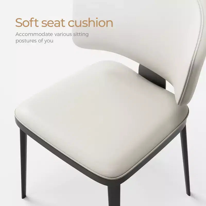 Lot de 2 chaises de salle à manger de ferme sans accoudoirs, dossier haut, revêtement en similicuir, blanc cassé, capacité de 250 kg
