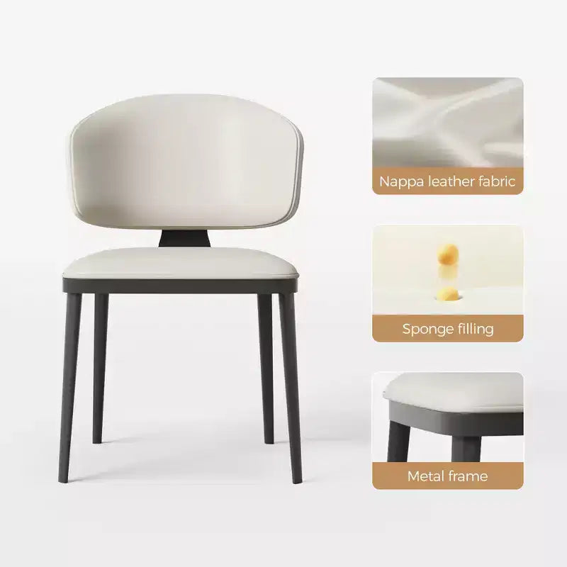 Lot de 2 chaises de salle à manger de ferme sans accoudoirs, dossier haut, revêtement en similicuir, blanc cassé, capacité de 250 kg