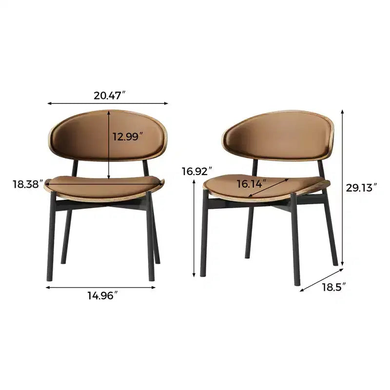 Chaises de salle à manger de ferme avec structure en métal, assise et dossier rembourrés, lot de 2