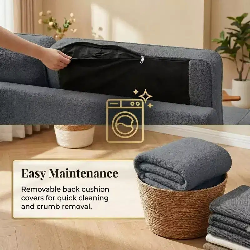 Canapé-lit sectionnel convertible en L de 81 po avec lit gigogne, méridienne de rangement et ports de chargement USB