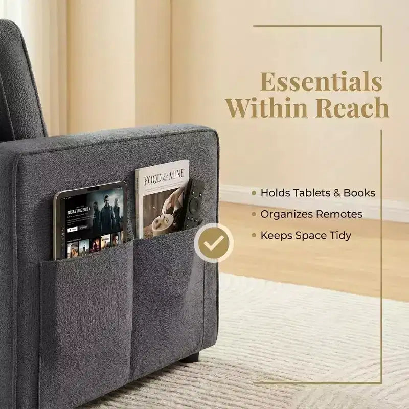 Canapé-lit sectionnel convertible en L de 81 po avec lit gigogne, méridienne de rangement et ports de chargement USB